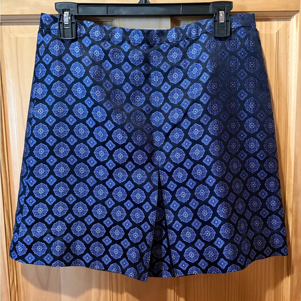 J. Crew Collection Medallion Silk Skirt Blue Silk Jacquard Mini Skirt.